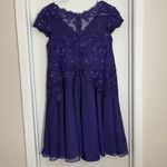 JJ's House  Purple  A-line Scoop Mini Chiffon Prom Wedding Dress With Beading Photo 4