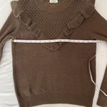 Aritzia Wilfred Chaume Brown Ruffle Yoke Swiss Dot Mock Neck Sweater Size Small Photo 12