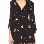 Free People  Jasmine‎ Embroidered Black Floral Bell Sleeve Mini Dress Size 6 Photo 0