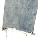 American Eagle SZ 8 Wide Leg Jeans Chewed Hems Belted Seamed Hi-Rise Light Wash Photo 5
