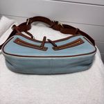 Dooney & Bourke Vintage Light Glacier Blue and Brown Leather Shoulder Bag Photo 9