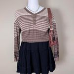 Croft & Barrow Brown Ombre Striped Knit Top Size Small  Cozy Minimalist Neutral Photo 0