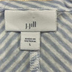 J.Jill Top Shirt Womens Size Large Blue Linen Blend Striped Beachy Nautical Photo 2