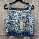 Joie  NWT 100% Linen Floral Waist Length Tank Top Medium Summer Vacation Photo 0