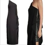 BCBGMAXAZRIA Formal Black Sequin One-Shoulder Slit Gown Size 4 Small S Photo 1