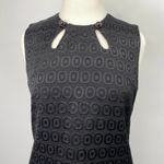 Milly Shift Dress Black Jacquard Textured Geometric Pattern Mod Cutout Womens 10 Photo 2