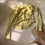 Free People long sleeve waffle knit lime Yellow Top size medium new with tags Photo 2