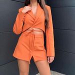 ZARA 2 piece Tangerine Tied Crop Blazer and Skort Photo 3