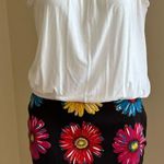 City Silk Midi Black W Red Pink Blue Yellow Sun Flowers SZ 6 Damage Last… Photo 1