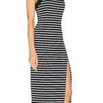 Nicholas NEW NWT Jane Contrast Square Neck Midi Dress In Black & Milk Stripe Photo 1
