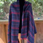 Loft Women's Blue And Red Plaid Rectangular Blanket Scarf OS. NEW Photo 1