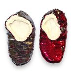 Boutique Womens Slippers Sequin Pink and Silver Slip On Fleece Lined Comfy Cozy Photo 1