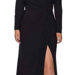 La Femme NWT  29044 Plunging V-neck Jersey Sheath Dress in Black Sz 16W $378 Photo 0