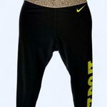 Nike Black and Yellow Leggings with Metallic Waistband S Photo 0