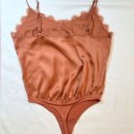 Abercrombie & Fitch Satin/Silk Lace Trim Bodysuit - Rose Gold - M Photo 5