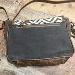 Myra Bag Women's Leather Cotton Crossbody Bag Purse 13"x9"x3" Western Country Black Photo 2