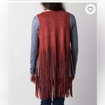 Angie  Fringe Woven Western Vest in Red Oxide Womens Size S NWOT Photo 1