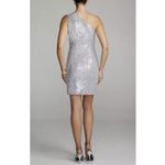 David's Bridal NWT‎  Gray Knee-Length one shoulder all over sequin dress-size 14 Photo 4
