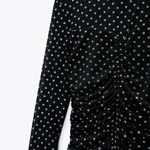ZARA NWT  Tulle Swiss Shiny Silver Dot Black Dress Photo 3