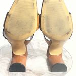 ZARA  Tan Brown Leather Block Heel Slide Sandals Size EU 39 US 8.5 Photo 5