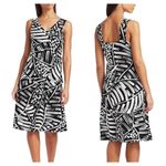Nic+Zoe Black And White Jersey Moonlit Palm Sleeveless Fit And Flare Dress XS Photo 1