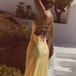 ZARA  maxi dress flowy butter yellow satin effect wedding evening party Photo 3