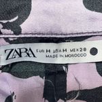 ZARA Satin Ruched Shirt Dress Size M Purple Black Floral Long Sleeve Mini NWT Size M Photo 1