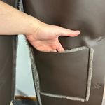 Maeve EUC Anthropologie Kerry Faux Leather Shearling Lined Coat Brown Womens XS Photo 4