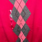 IZOD  Vibrant Dark Pink With Gray Light Pink Arygle Print Sleeveless Sweater XL Photo 2
