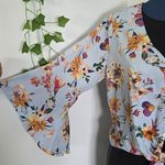 Miami Bell Sleeve Tie Front Floral Crop Top Photo 4