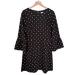Loft NWT  Women’s Bloom Knit Bell Sleeve Mini Dress Black Pink Size 12 Photo 3