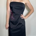 EXPRESS  Strapless Black Floral Detail Mini Dress Size 12 Photo 0