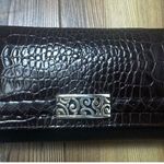 Brighton  Vintage Wallet Crossbody Black Purse Leather Croc Ornate Buckle w Chain Photo 1