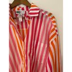 Beach Riot  Alexa Top Button Down Stripes Pink Orange White Cover Up Sunset NWOT Photo 5