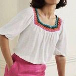 Boden USA Boden Women's Square Neck Crochet Trim Puff Sleeve Top Size 10 Photo 0