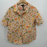 Cozy Earth Womens Orange Floral Sutton Short Sleeve Pajama Top Size M Retro Size M Photo 0