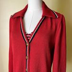 St. John Y2K Collection Red Knit Jacket & Striped Shell Set Small Santana Knit Photo 1