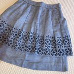 Anthropologie  ODILLE Size 4 Blue Embroidered Pleated Knee Length Skirt Photo 2