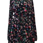 Open Edit Aqua Velvet Cutout Mini Dress Long Sleeve Black Multicolor Print Size Medium Photo 1