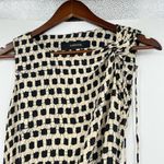 Thakoon Black and Cream Batik Print 100% Silk Shift Dress gathered unique size 4 Photo 6