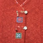 Icelandic Design Cardigan Sweater Womens Large Orange Button Front 3/4 Sleeves Photo 5