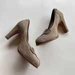 VIA SPIGA TAUPE SUEDE LEATHER HEELS PUMP WOMENS SIZE 6M WORK Tan Photo 1