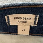 Madewell  denim skirt distressed raw hem rigid denim Aline size 25 Photo 6