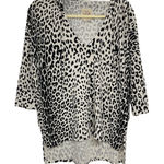 Chaser  Black & White Animal Print Pullover Hoodie Sweater Womens M Leopard Top Photo 0