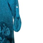 Belle France Top Small Blue Knit Lace Hem Mix Media Boho Made In Italy Blouse Photo 4