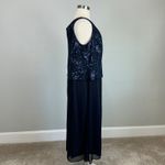 Alex Evenings  Sequined Chiffon Midi A-Line Cocktail Dress Navy Blue Size 24W Photo 2