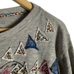 Anthropologie Luna Mercantile Co Gray Graphic Tiger Embellished Crew Sweatshirt Photo 7