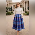 Diane Von Furstenberg Vintage  Plaid Wool Skirt Pink Purple Academia 14 Photo 4