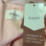 NEW Stacees Pink One Shoulder Drapey Square Neck Maxi Wedding Dress Size 6 Photo 3