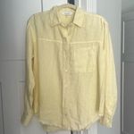 frame denim Frame Linen Raw Fray Hem Button Down Pocket Top butter yellow Photo 0